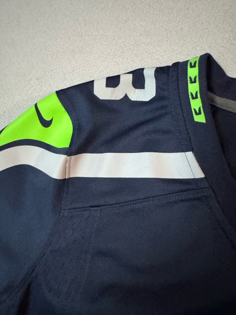 NFL Seattle Seahawks Navy & Neon Green #3 Women’s Jersey - Picture 6 of 11